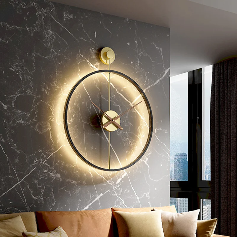 

Spain Large Wall Clock Modern Silent Watches LED Light Creative Houde Led Gold Clocks Home Decor Living Room Decoration LQQ99YH