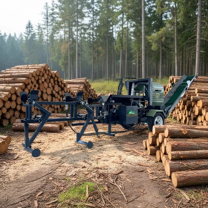 Customized 15HP Gas Powered 15T Firewood Processor With Conveyor Belt For Farm Use CE Certified Woodworking Machine