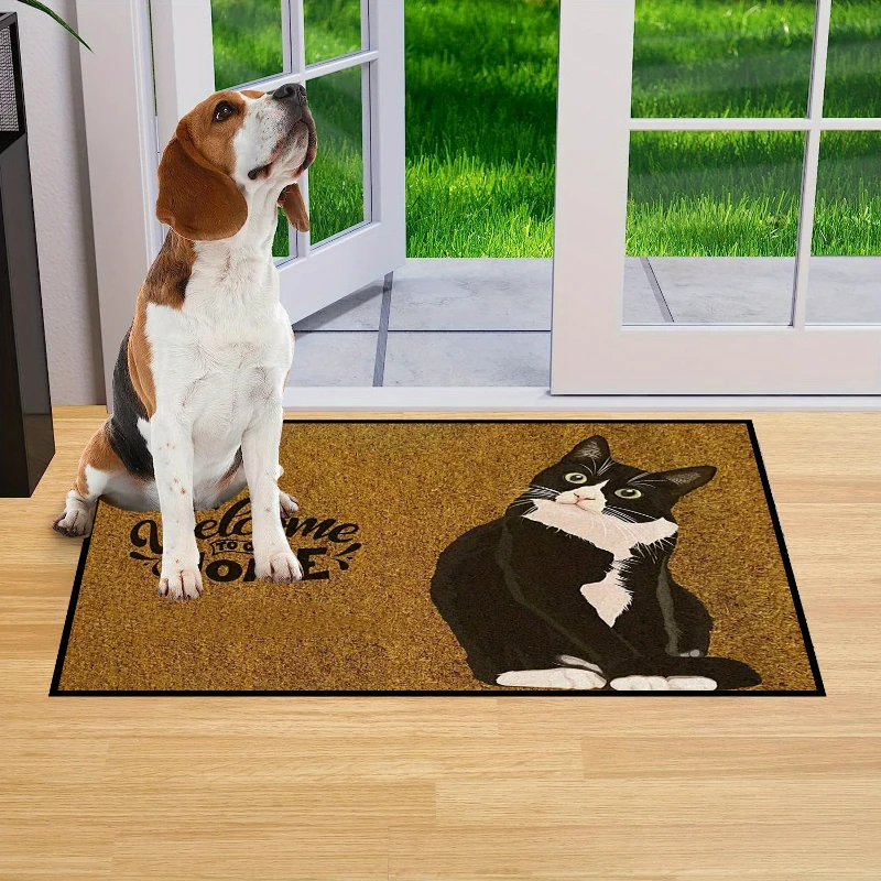 1Pc Cute Cat Entrance Doormat Dirt Resistant Floor Mat Fade Resistant Bath Mats Area Rug Indoor Outdoor Carpet For Home Decor