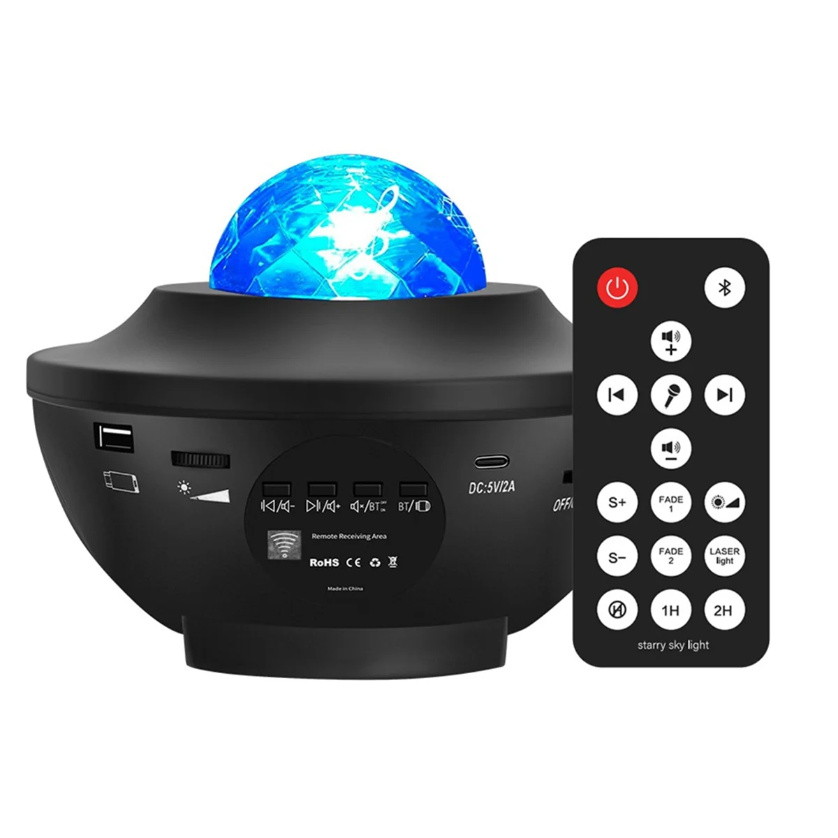 

A72P Маленькая чаша Лампа Проекционная лампа USB Bluetooth Музыка Вращающаяся водная рябь Окружающая лампа