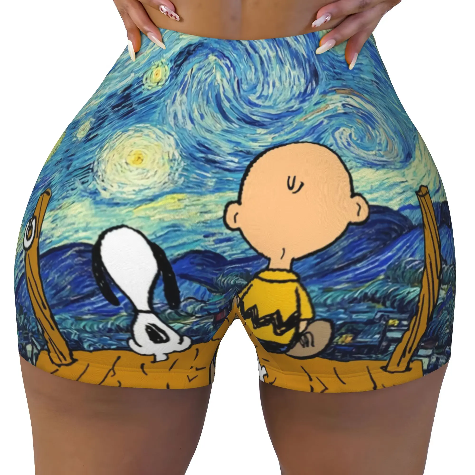 Custom S-snoopies Anime Workout Running Volleyball Shorts Women Dog Manga Gym Yoga Shorts
