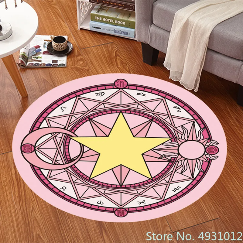 2023 Kaart Captor Sakura Tapijt Cartoon Anime Tapijten Voor Slaapkamer Magische Array Antislip Roze Prinses Kinderen Meisjes Woonkamer Decor