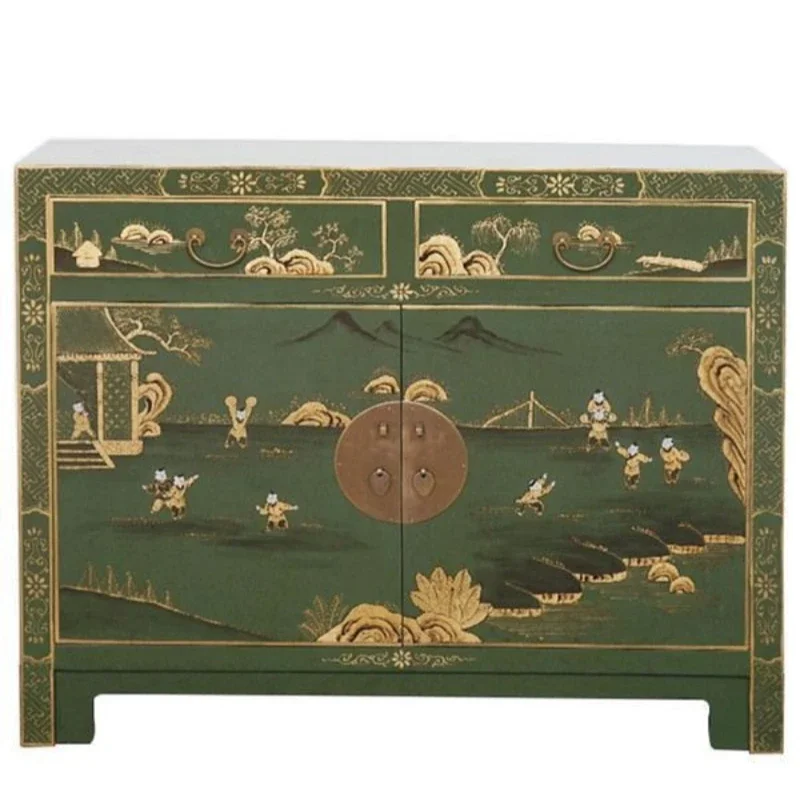 New Chinese-style simple floor-to-ceiling solid wood painted shoe cabinet, dining side cabinet, classical master bedroom lock