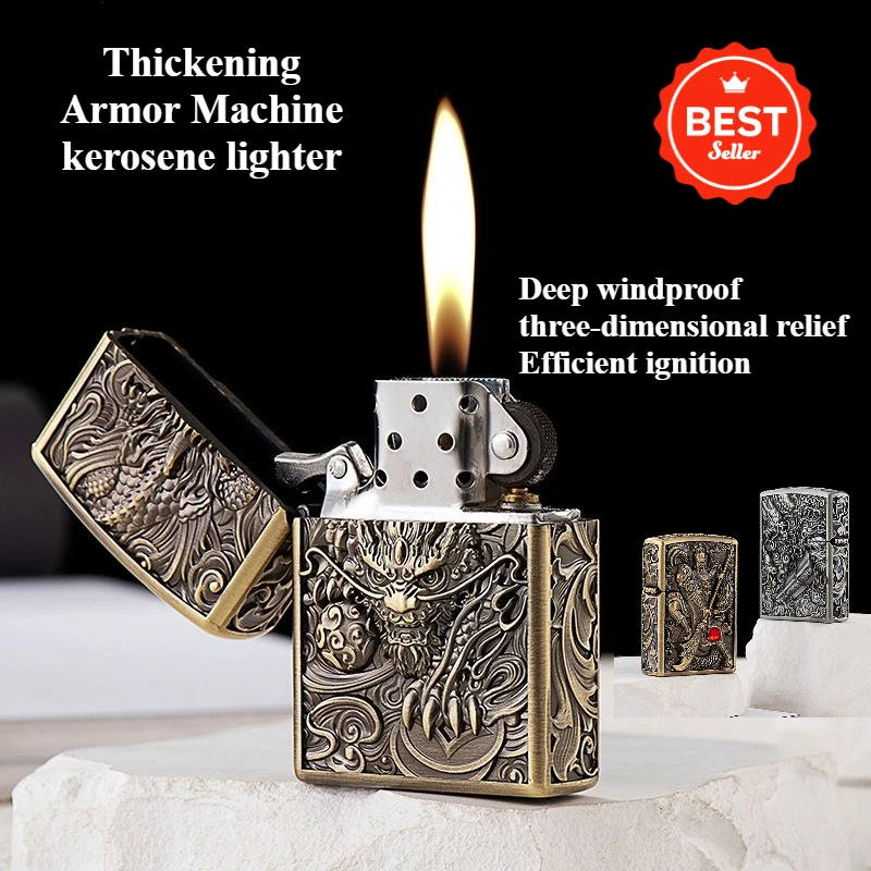

Kerosiene Metal Lighter Gift Trend Armor Relief Rose Lighters Smoking Smoke Accesoires Gadgets for Men Lighter 2027 New