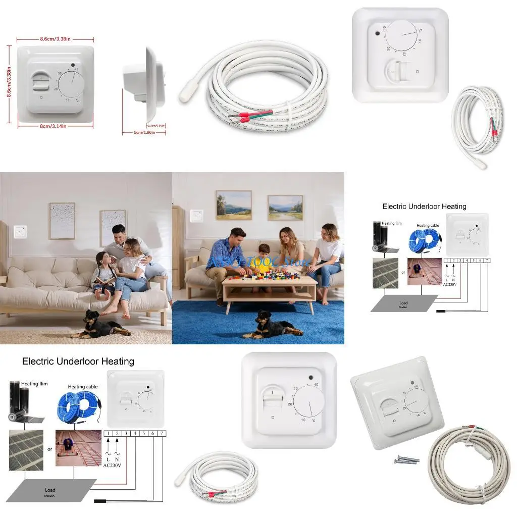 

L8RC Wall Mounted Heating Controller 5 40℃ Temperature Ranges 16A Output For Electric Floor Systems With LED Display