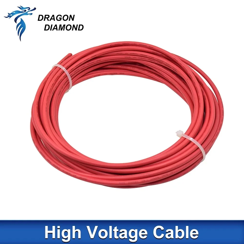 High Voltage Cable 10m 15m Red Positive Wire For CO2 Laser Power Supply and Tube For Laser Engraver