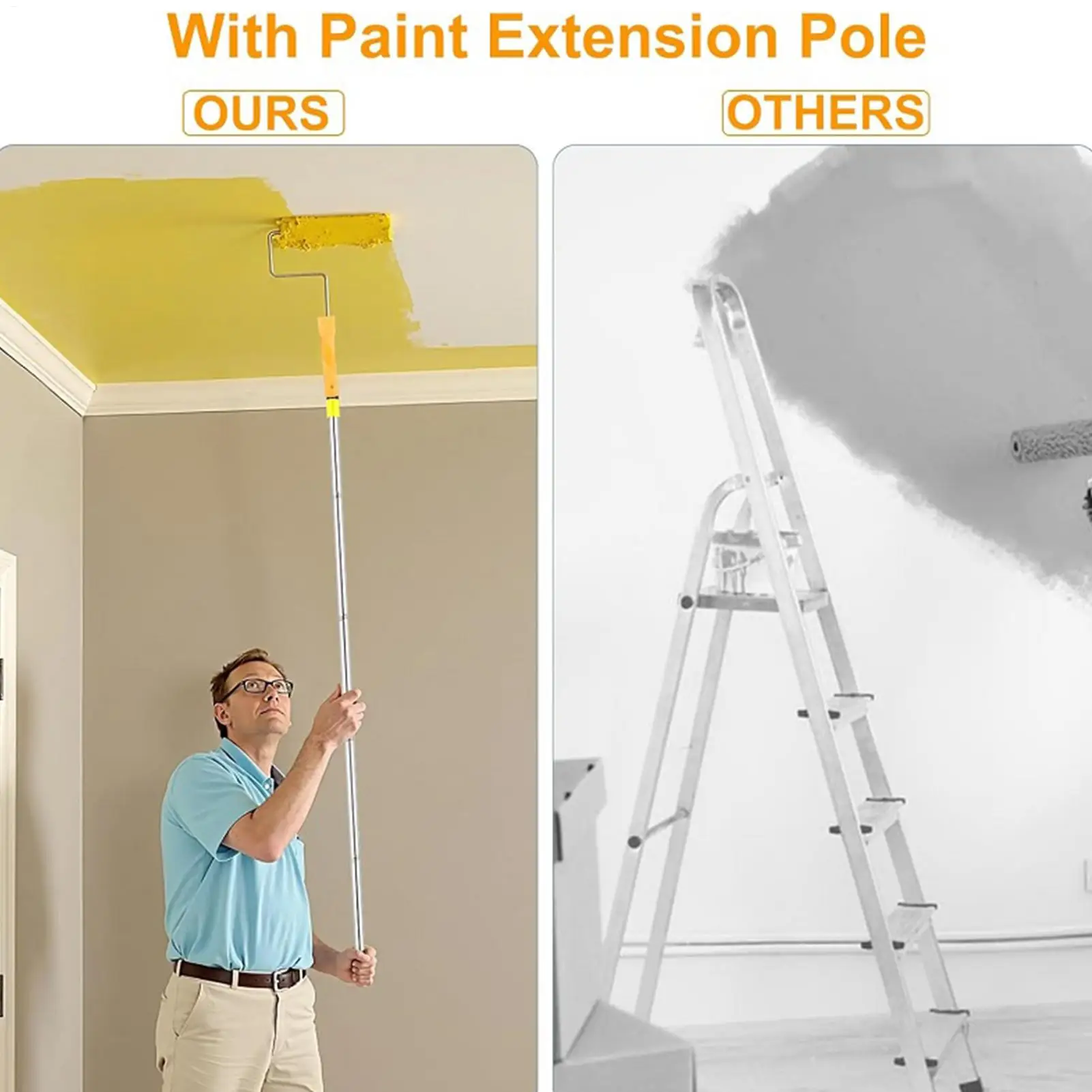 Paint Brush Roller Adjustable Paint Roller Set With Telescopic Pole House Projects Renovation Accessory For Decorations Crafts