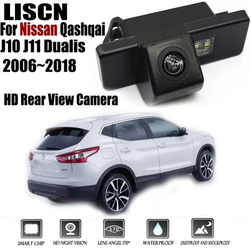 Cámara de visión trasera para Nissan Qashqai J10 J11/Dualis/2006 ~ 2018 visión nocturna CCD cámara de marcha atrás placa de matrícula cámara de respaldo