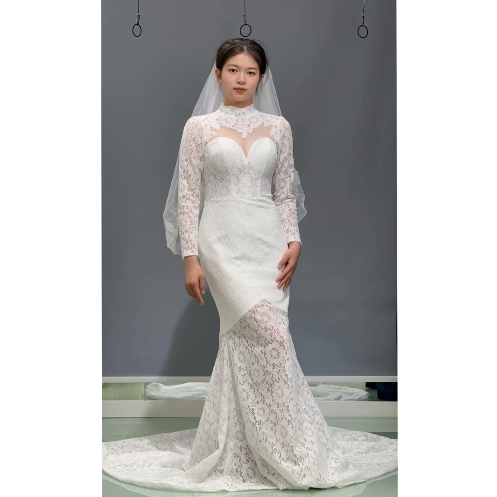 Kisswhite Xlove Collection turtle neck Lace mermaid wedding dresses