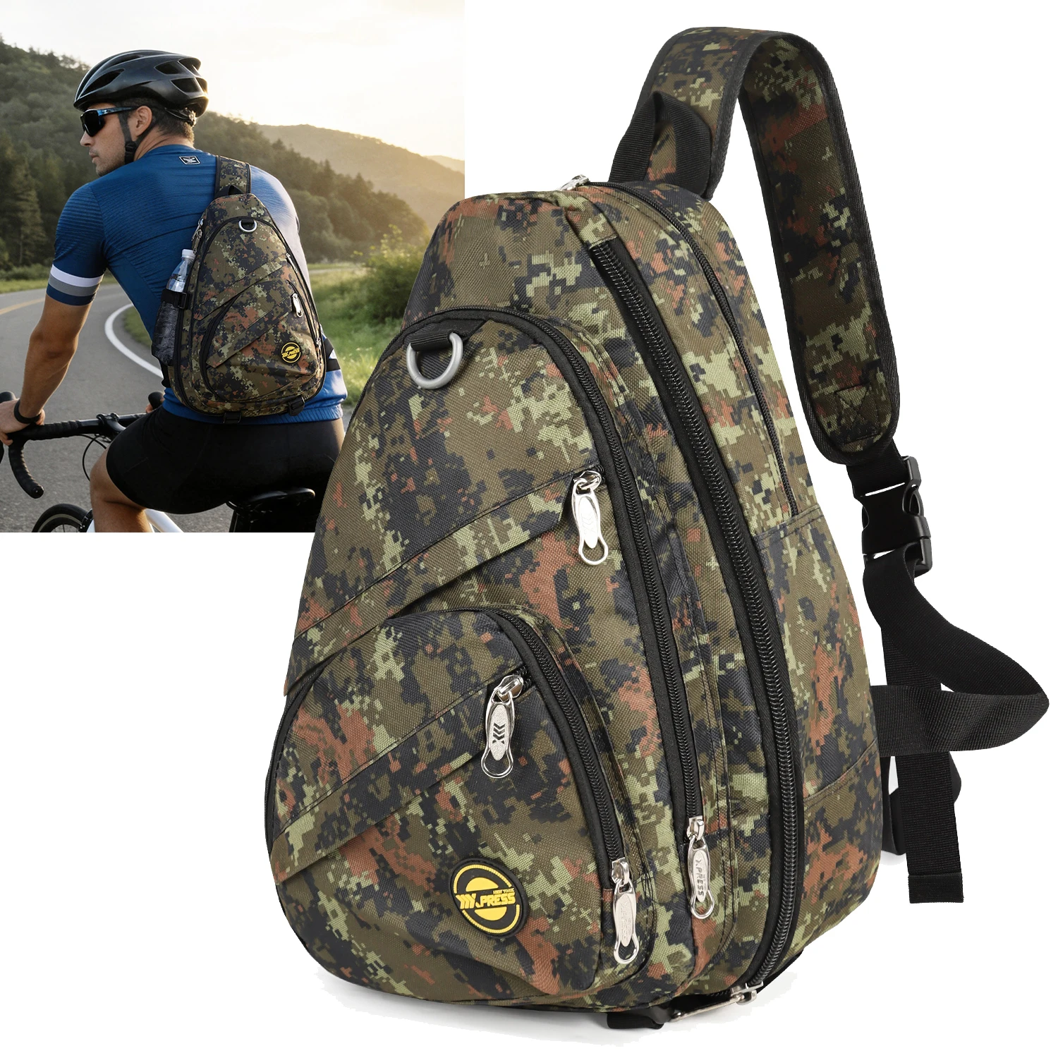 

4 in 1 Chest Bag For Men Women Expandable Large Capacity Shoulder Bag Camo Travel Lightweight Crossbody Bag Backpack Outdoor