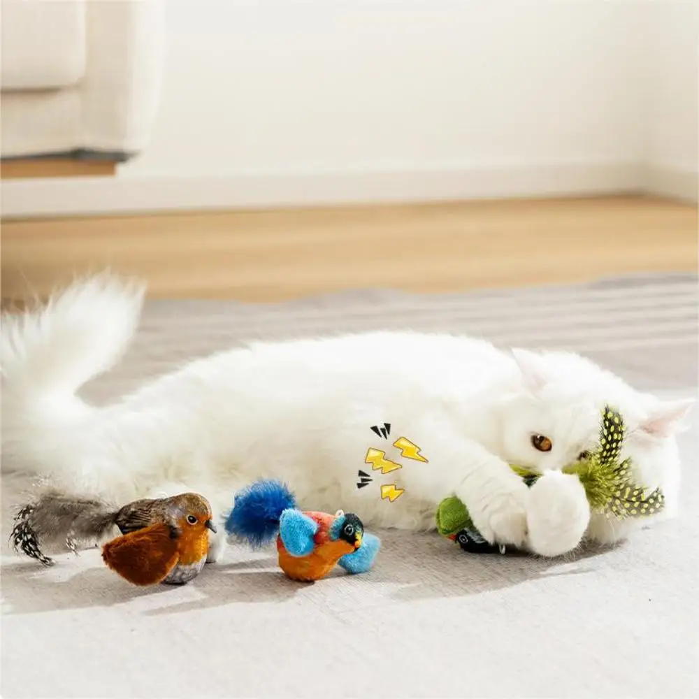 

Interactive Cat Toys Chirping Bird Cats To Relieve Boredom Toy Touch Activated Plush Sound Bird Toys for Kitten Pet Supplies