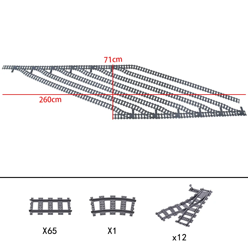 City Train Left and Right Points Flexible Railway Electric Crossing Tracks Rails Forked Straight Curved Building Block Brick Toy