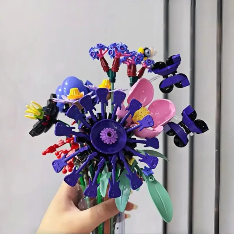 400PCS Flower Building Blocks Let Passion Last Forever Flowers Construction Creative Toy for Birthday Gifts
