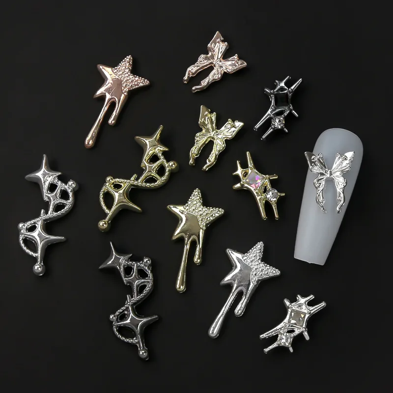 

10PCS 3D Alloy Star Awn Nail Art Charms Starlight Accessories Parts For Manicure Decor Nails Decoration Design Supplies Material