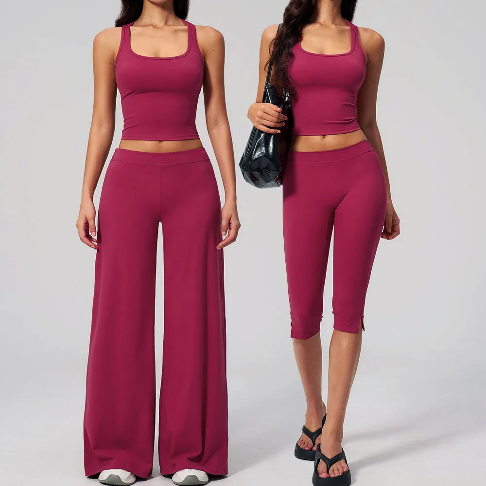 Women Tracksuit 2PCS Yoga Set  Workout Clothes Athletic Wear Shockproof Sports Vest High Waist Yoga Pants Set Female Gym Outfits