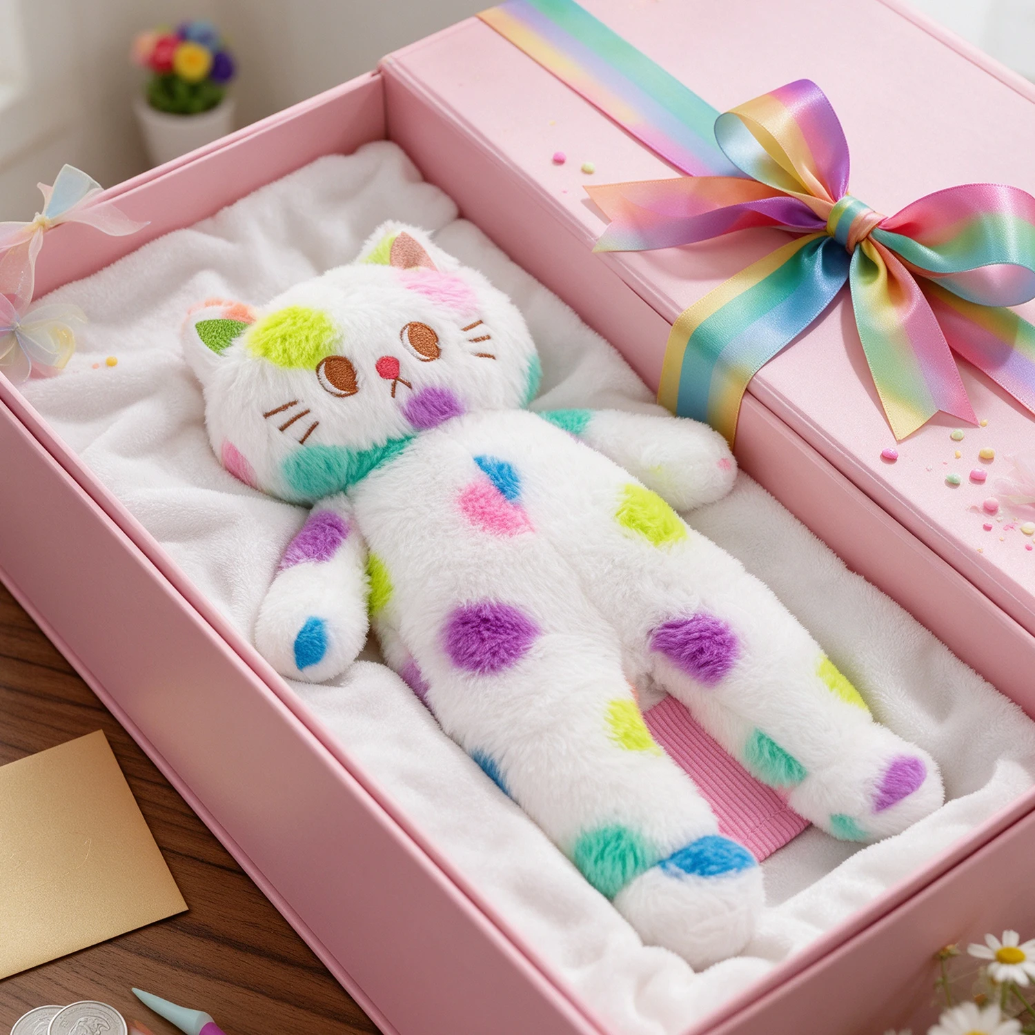 1PC Rainbow Polka Dot Cat Plush Golf Wood Headcover Medium Size Cartoon Doll Golf Club Head Cover Protector Golf Accessories view 5