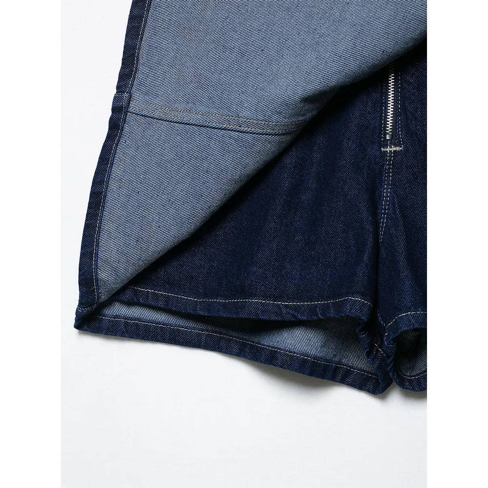 DUOPERI Damesmode Y2K Denim Marineblauw Rits Mini Rokken Skorts Casual Hoge Taille Vrouwelijke Chique Dame Shorts