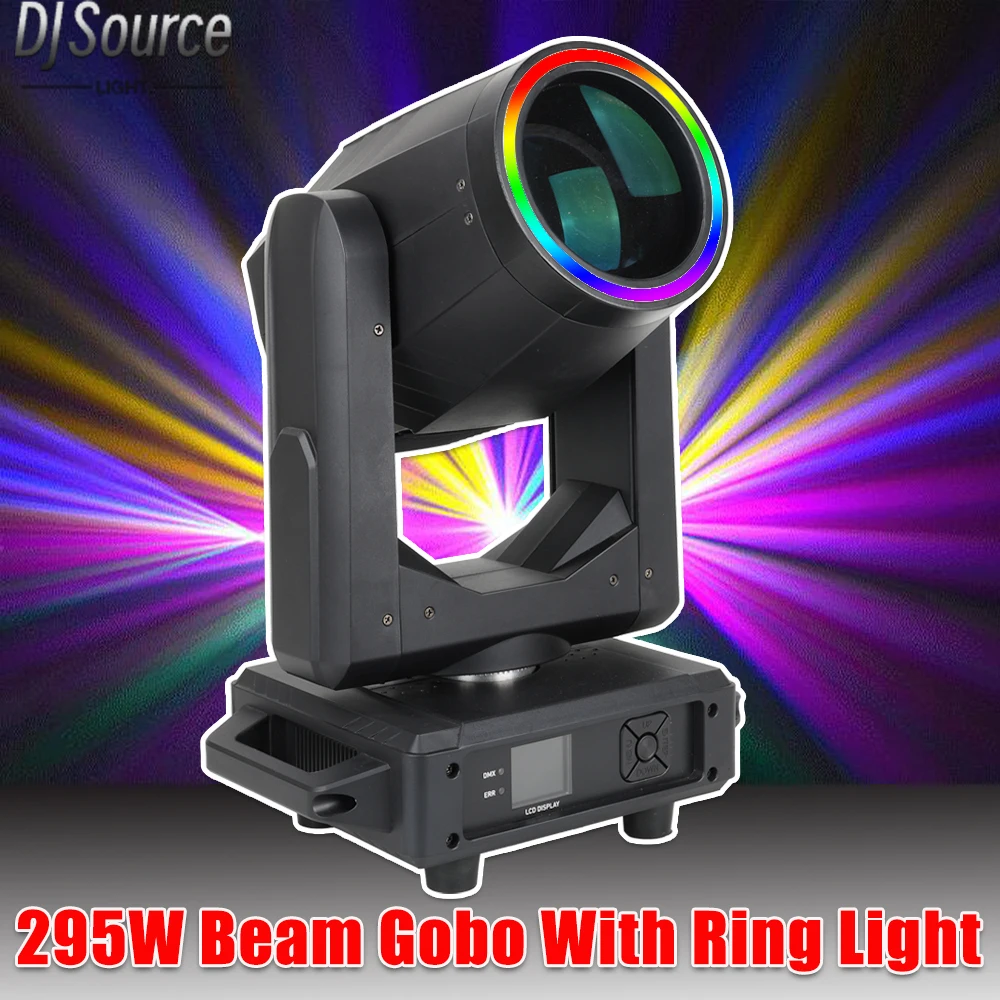 

Со светодиодным кольцом 295 Вт с подвижной головкой Focus Gobo Rainbow Effect DMX512 16CH для DJ Wedding Stage Performance Effect Light