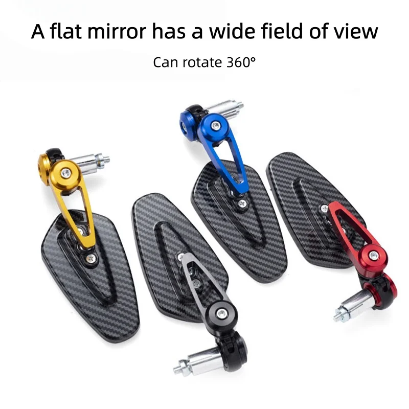 Motorcycle Rearview Mirror Carbon Fiber Pattern Handlebar Mirror Modified Inverted Rear Mirror Universal Motorbike Accessories