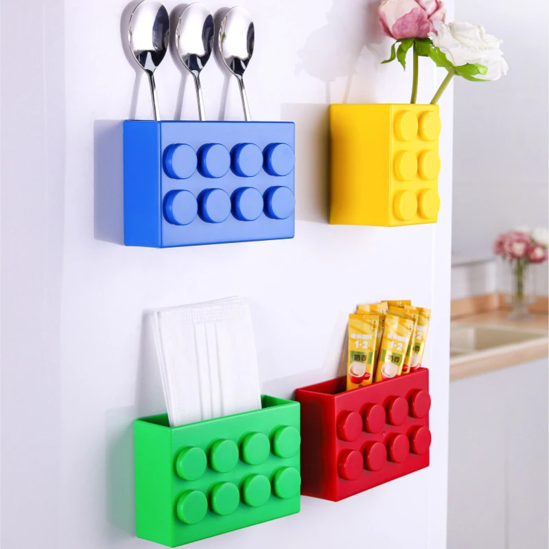 2 Teile/satz Blockförmigen Magnetischen Lagerung Box Kühlschrank Magnet Organizer Kühlschrank Tür Punch-freies Wand-montiert Lagerung Boxen – Detail 6