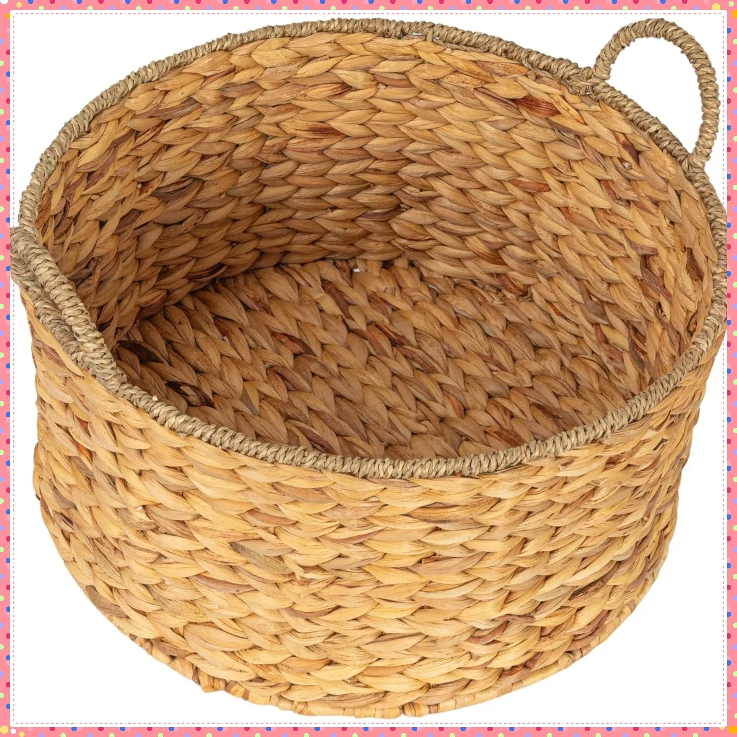 Корзина для хранения натуральной ручной работы, круглая корзина 15,75 дюйма с ручкой для организации дома, стирки, хранения игрушек