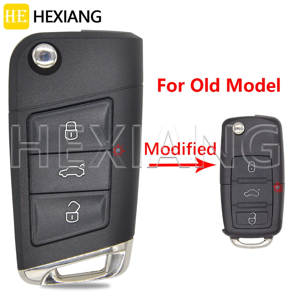HE Old Model Modified HU66 Flip Car Key Shell Case For VW Volkswagen Golf 4 5 Passat B5 B6 Bora Polo Touran Jetta Seat Skoda