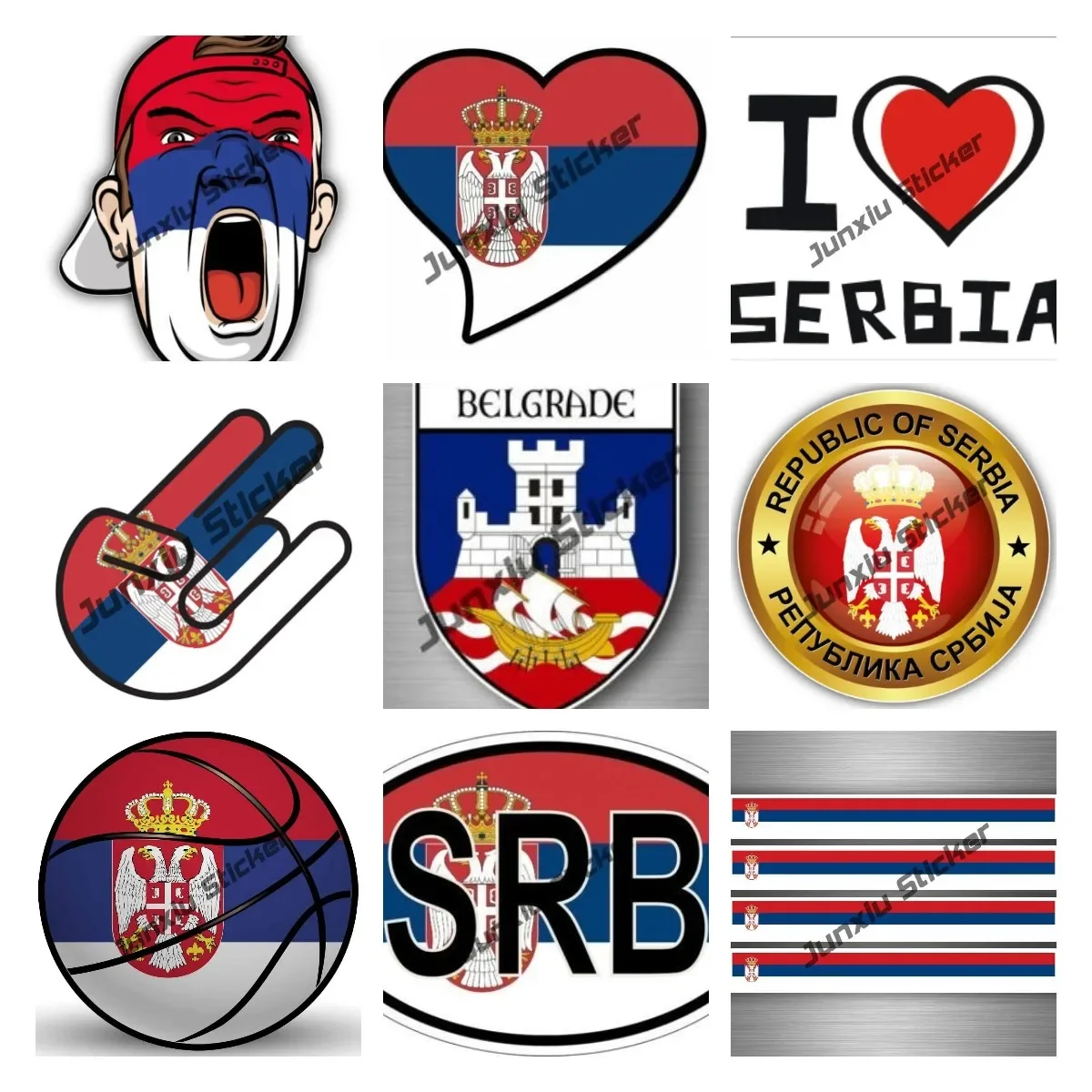 

Creativity Serbia Crash Flag PVC Motorcycle Sticker Decal Funny Pickup Racing Rally 4x4 Off Road Cover Scratches Car Accessories