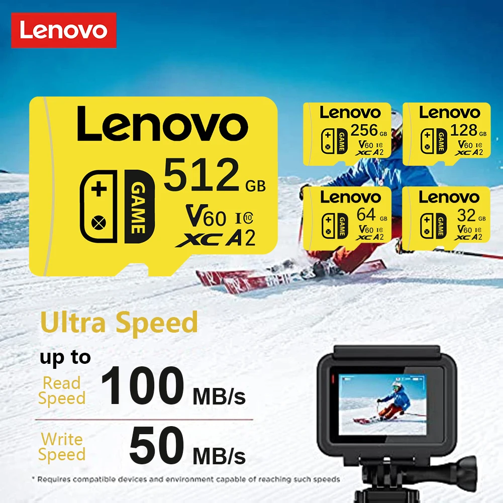 Lenovo High Speed Micro SD Card for Nintendo Switch Storage Expansion 512GB 256GB 128GB 64GB Class 10 U3 V60 TF Flash Memory - view 3