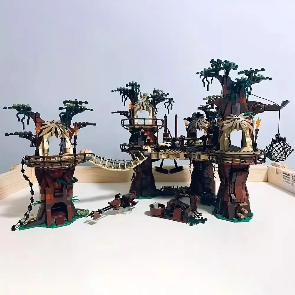 Nouveau modèle de construction MOC Star Wars Ewok Village Street View, ornement de décoration pour la maison, cadeau de vacances et d'anniversaire