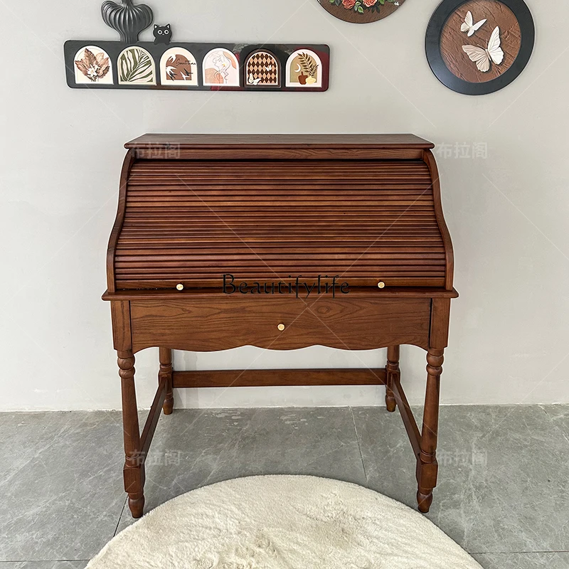 

Medieval solid wood dresser French retro flip desk