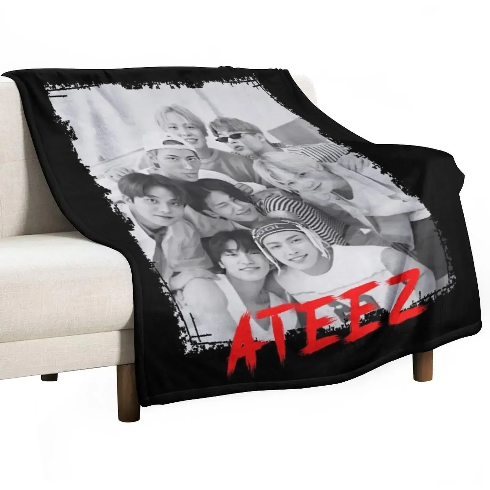 

New ATEEZ Kpop Group Members Black and White Kpop RGB Color Design Throw Blanket for sofa Blankets