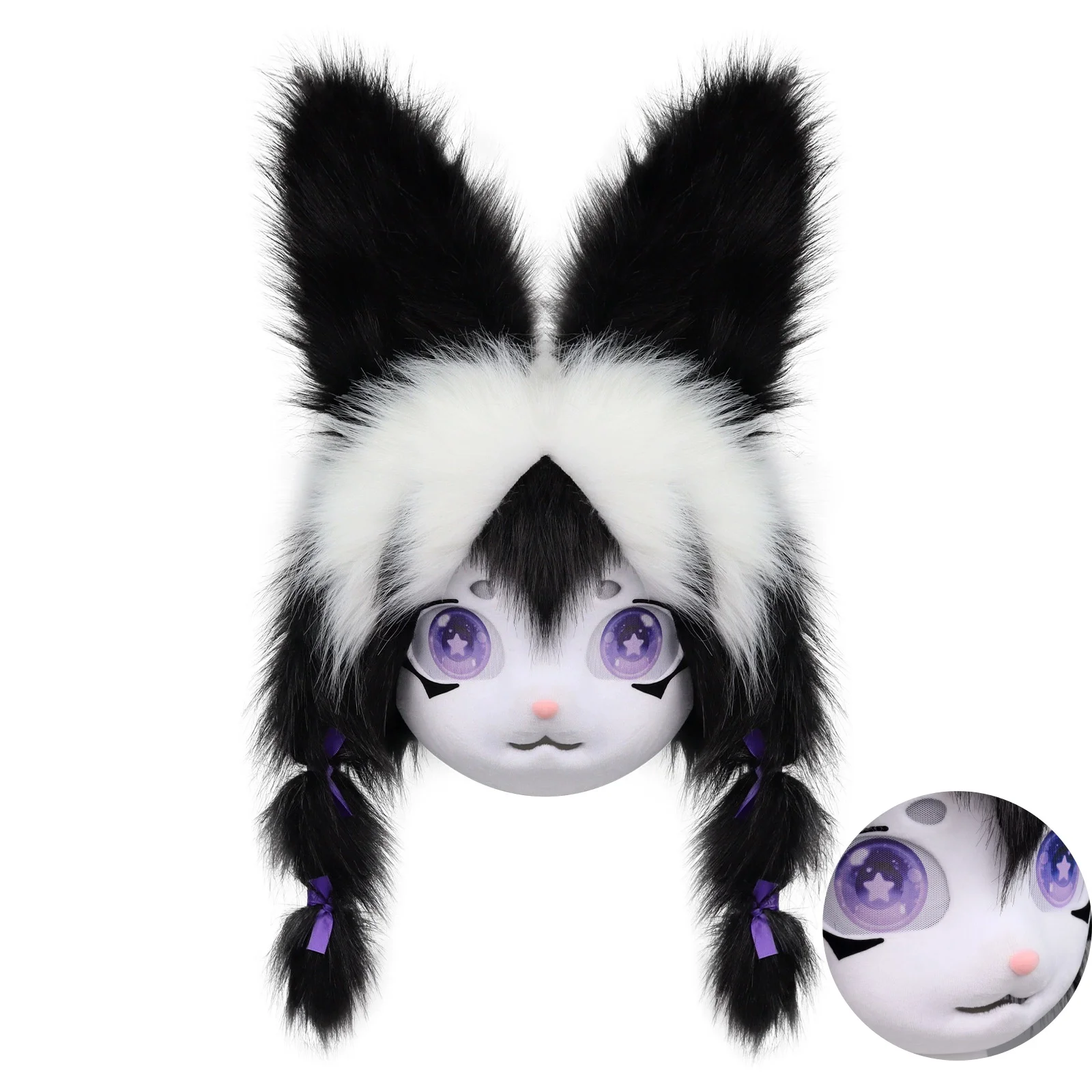 

New Doll Fursuit Rabbit Beast Head Halloween Fox Tail Handmade Cute Furry Head Kig Costume Lolita Animal Cosplay Props