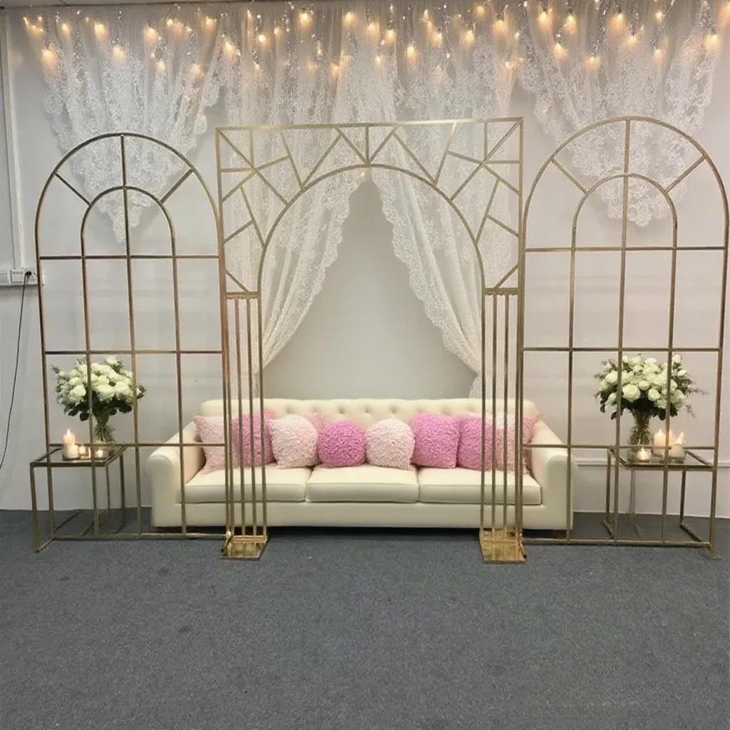 

Large Party Decoration Metal Dome And Square Top Arch Prop Forest Wedding Scene Background Screen Birthday Stage Outdoor Decor