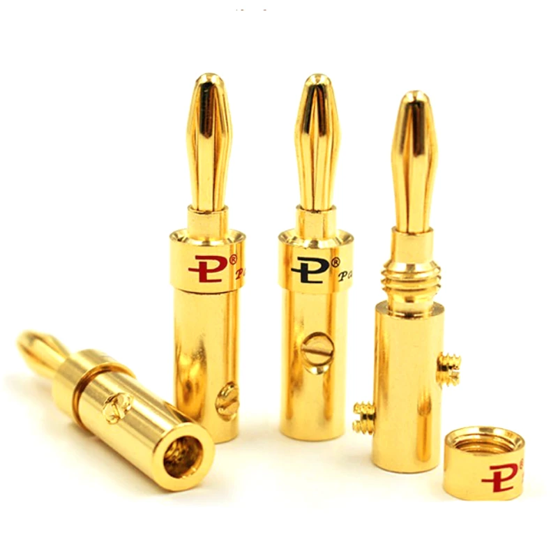 8Pcs Pailiccs No Welding Copper Gold Plated 4MM Banana Plug Connector HIFI Audio Speaker Cable Adapter