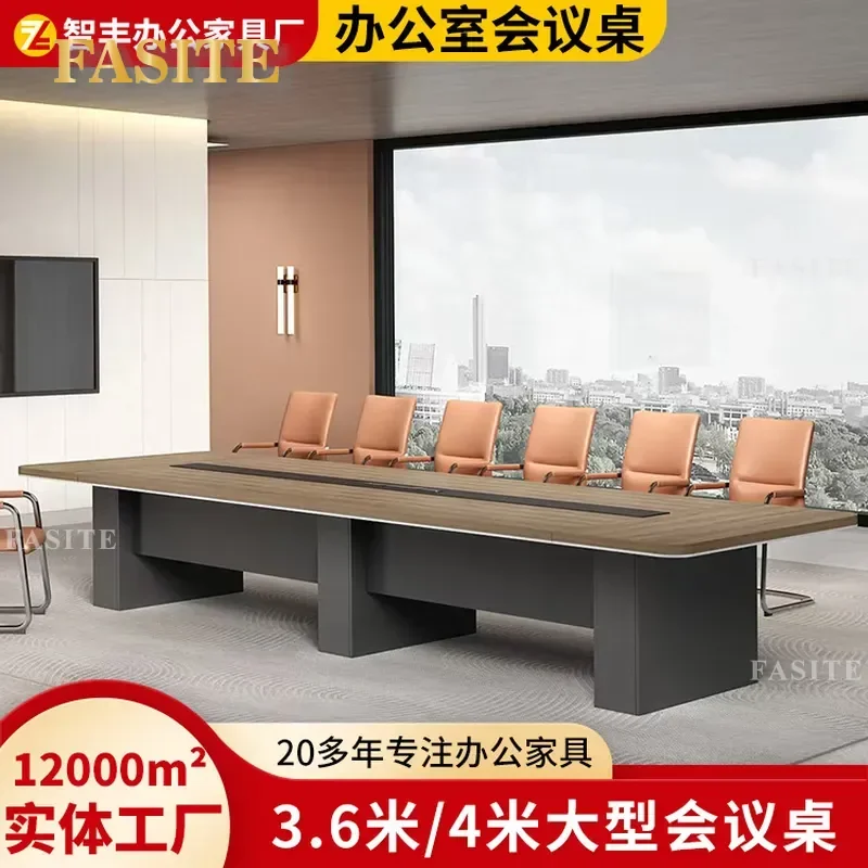 For 3.6m 4m Large Rectangular Conference Table Long Meeting Desk Office Reception Negotiation Furniture Modern Business Room