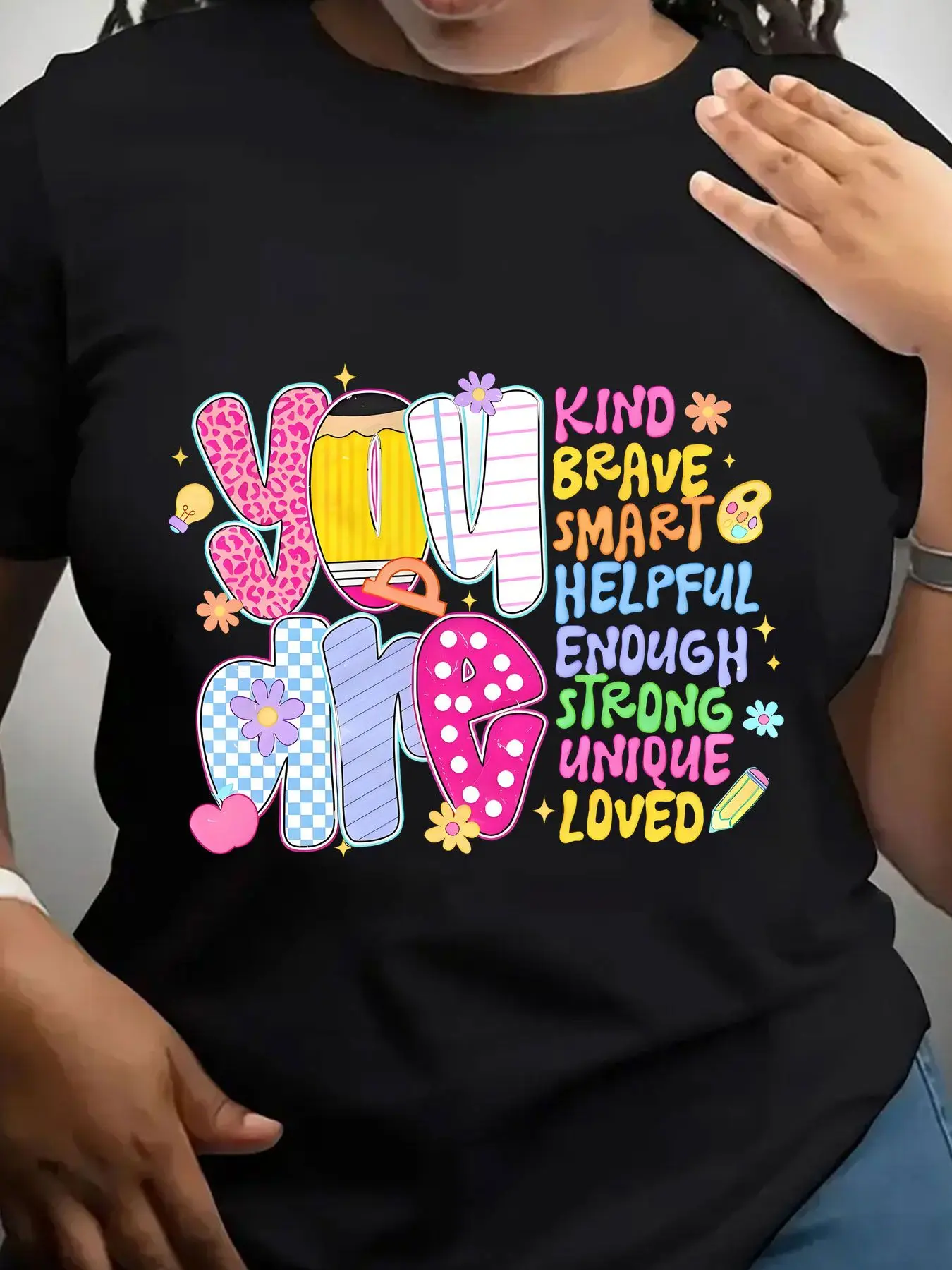 Women's Trendy Crew Neck T-Shirt You Are Kind Brave Smart Suitable for Casual Sportswear