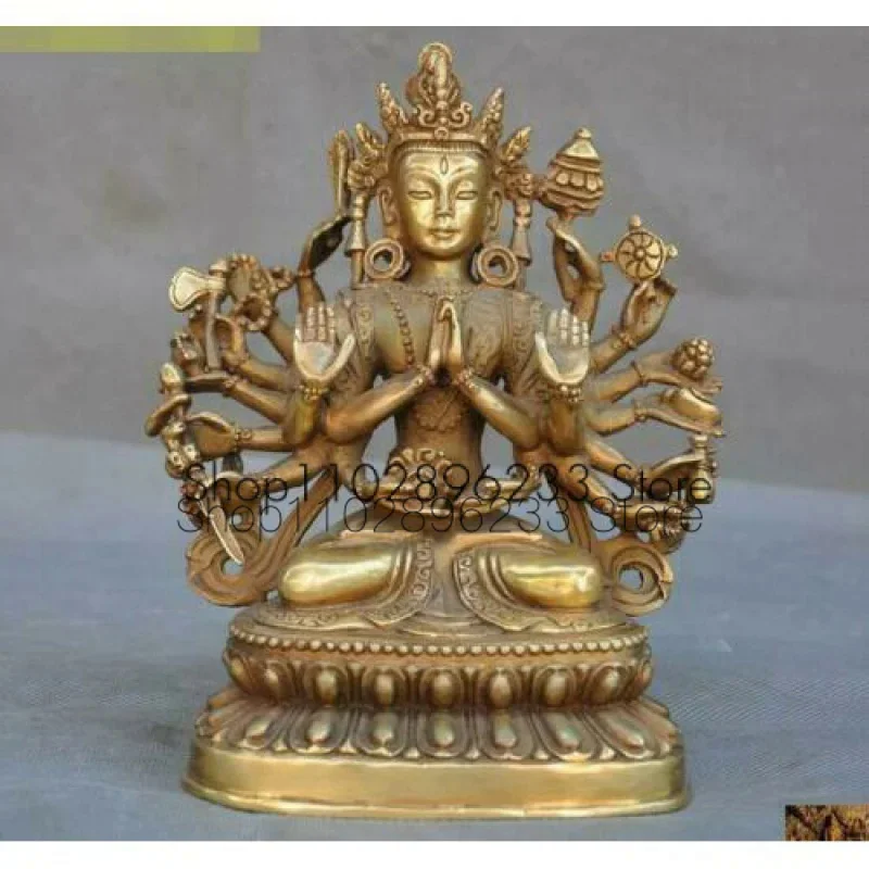 

7"Old Tibet Buddhism bronze 1000 arms Avalokitesvara Tara Kwan-yin Buddha statue