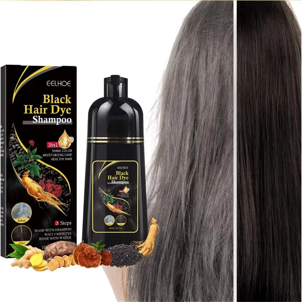 

3in1 Hair Dye White To Black Shampoo Natural Mild Black Shampoo Herbal Polygonum Effective Anti White Gray Color Cream