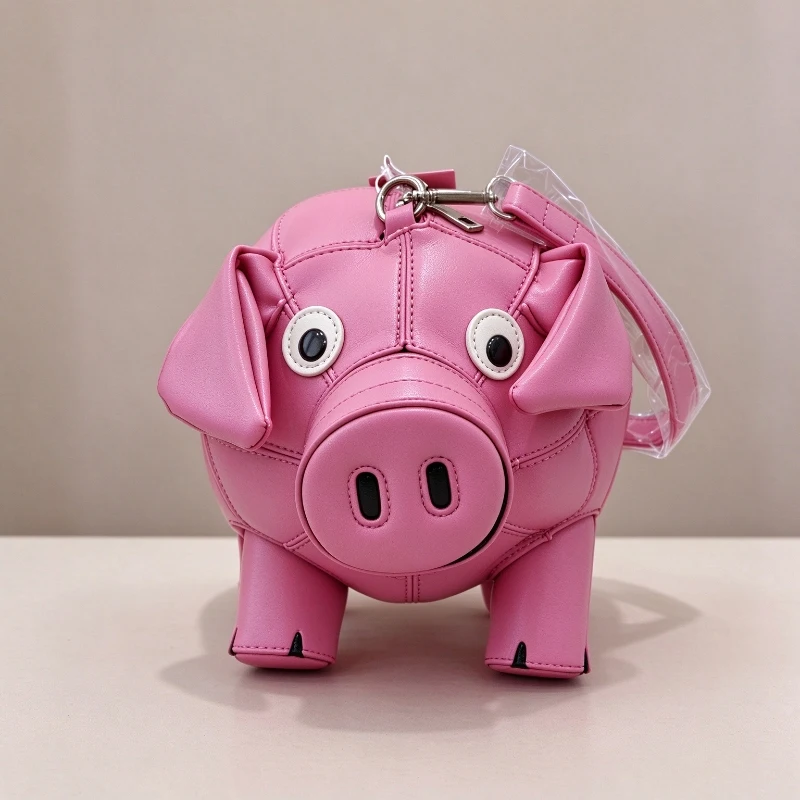 Creative 3d Animal Shaped Crossbody Bag Cute Pink Pig Shaped Leather Shoulder Bag Fun Halloween Party Clutch Bag Fashion Purse