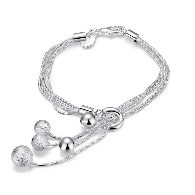 Silver Plated 925 exquisite sandy Beads bracelet fashion charm wedding simple models Cute women lady birthday gift H084