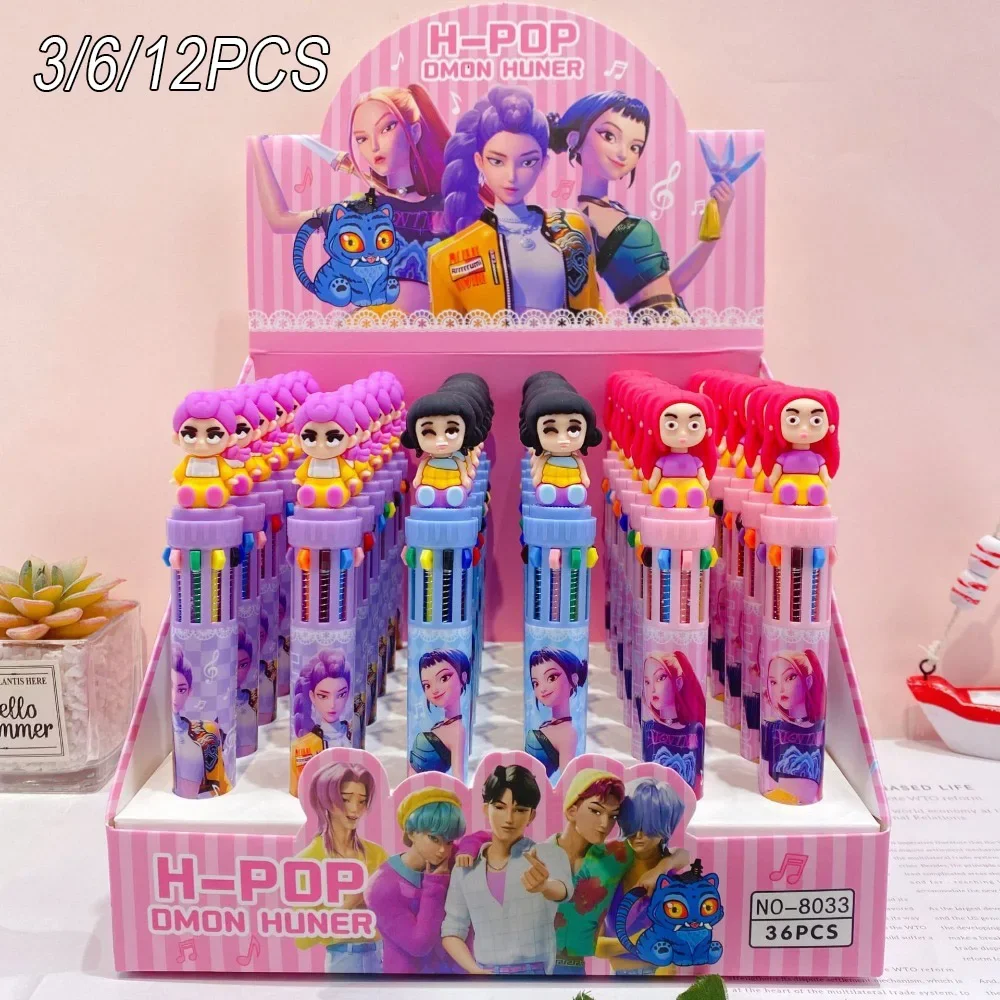 

1/3/12PCS 10Colors Kpop Demon Hunters Ballpoint Pens Rumi Zoey Pen for Students Classroom School Supplies Party Favors Gifts #@