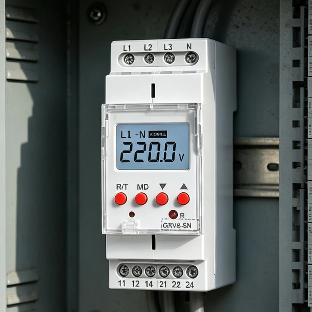 Digital LCD Voltage Monitoring Device GRV8-SN for 3 Phase 4 Wire Applications Including Overvoltage Undervoltage Response