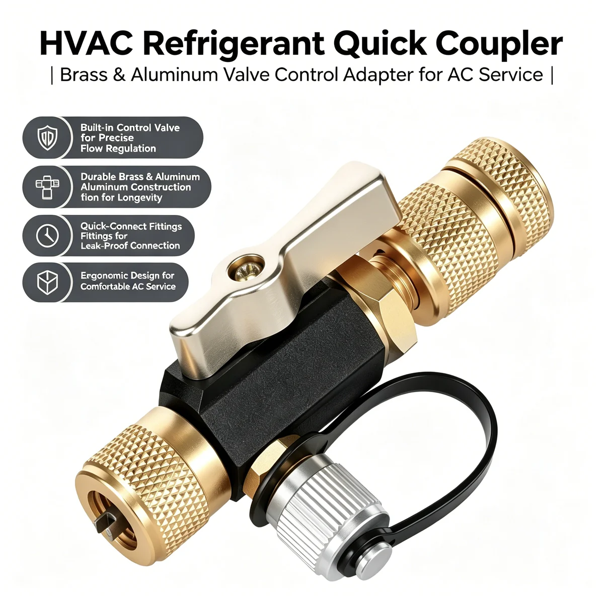 

HVAC Valve Core Remover Installer Tool with 1/4 Inch Side Port for R410A R22 R32 R134A R404A AC Refrigerant System Repair