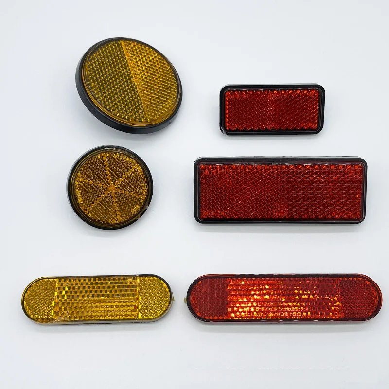 Vehicle Reflector Self-Adhesive Screwed Reflective Warning Parts Oval Rectangle Amber Red for Motorcycle Tractor Lawn Mower