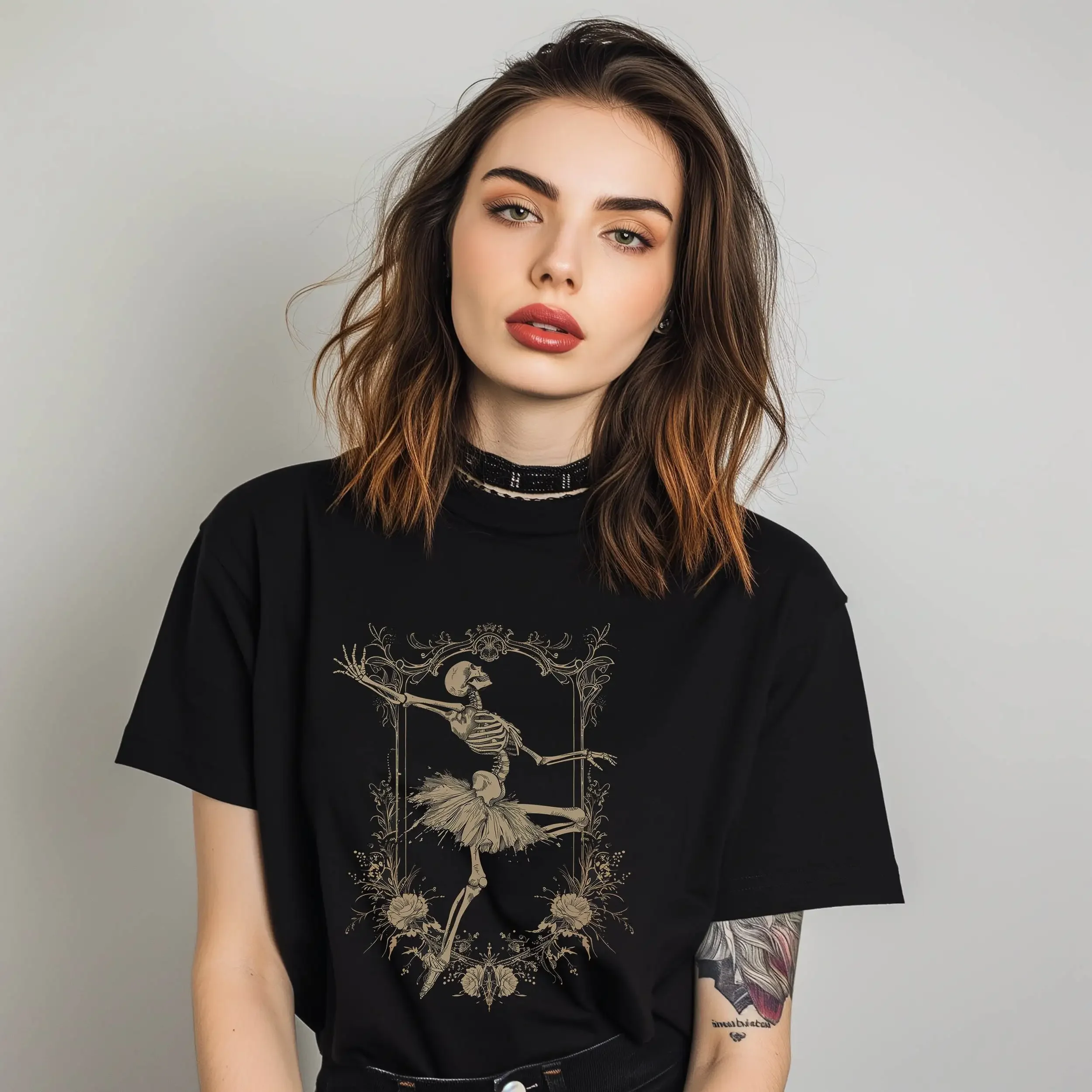 Dancing Ballerina Skeleton T Shirt Gothic Goth Fashion