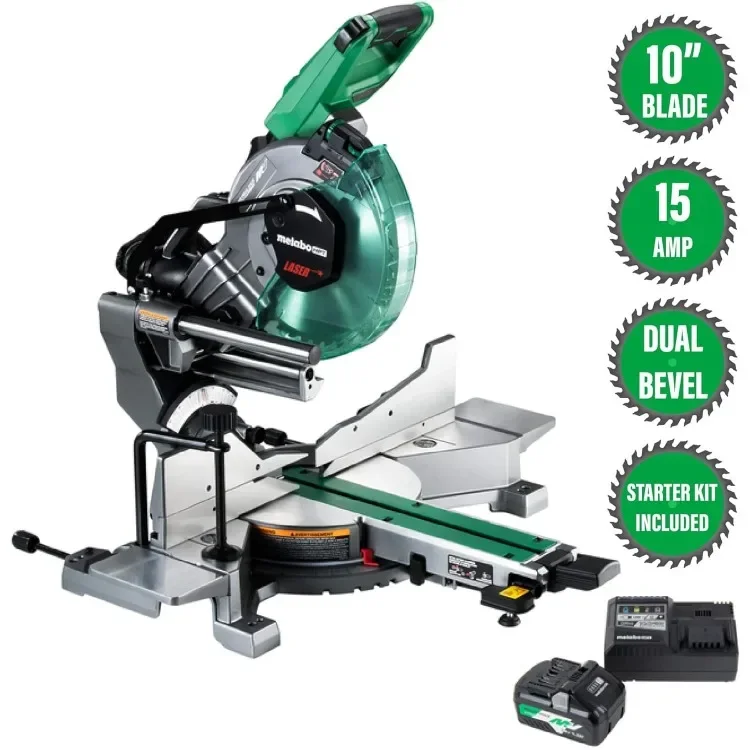 MultiVolt 36V Sliding Miter Saw 10-Inch Blade Dual Bevel Includes Battery & Charger C3610DRAQA , Green