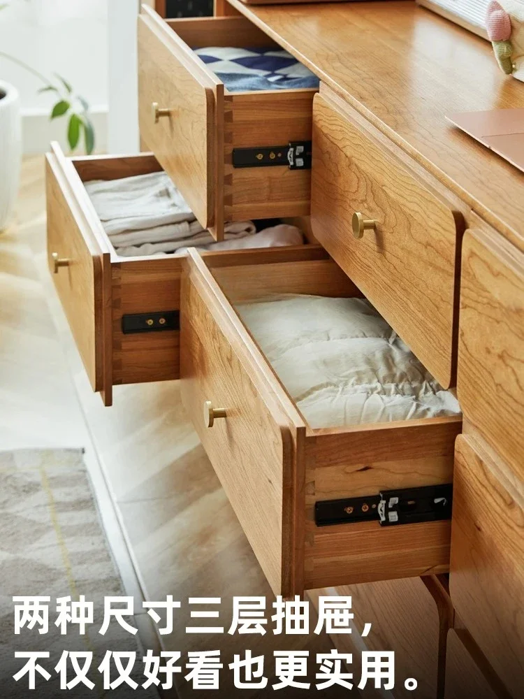 خزانة من الخشب الصلب ذات درج خزانة غرفة النوم على الطراز الياباني خزانة تخزين غرفة المعيشة الصغيرة #3