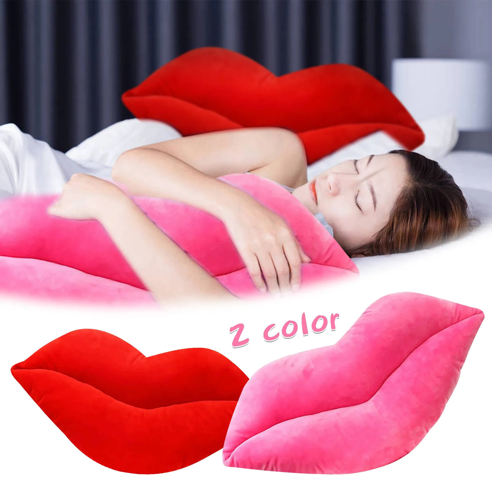 2025 Valentine's Day Red Pink Lips Shaped Pillow Couple Festival Celebration Party Supplies Romantic Gifts Plush Cushion Pillow