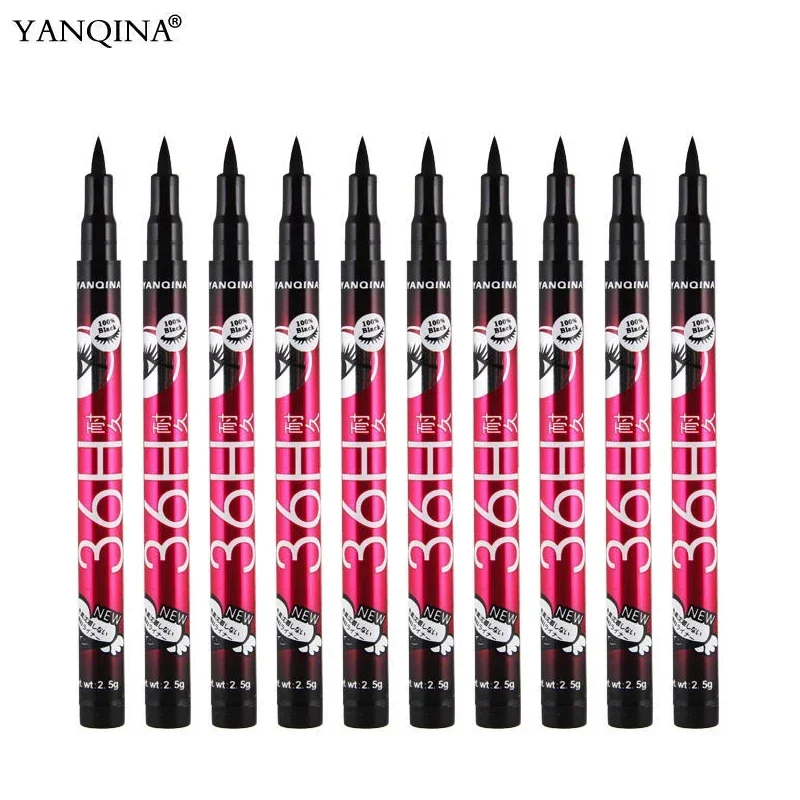 12pcs/set YANQINA Lasting 36H Liquid Eyeliner Pencil Waterproof Black Easywear Eye Liner Pen Cosmetic wholesale makeup eyeliner