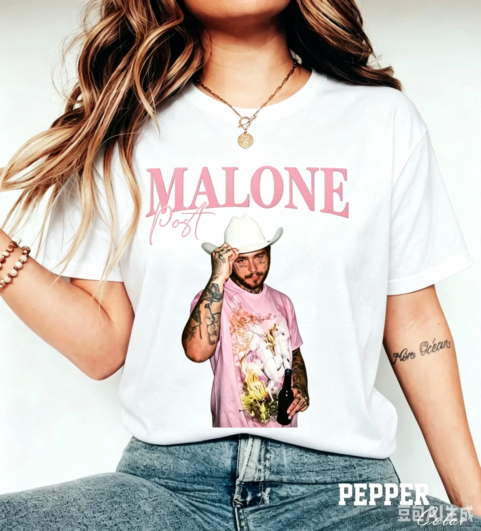 Vintage Fashion Hats - 2026 Post Malone Tişörtü, Vintage Denim